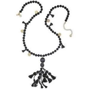 Kate Spade Black and Gold Pretty Poms Tassel Pendant Necklace